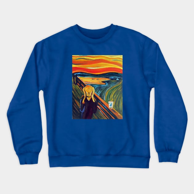 The Scream over an Empty Pint Crewneck Sweatshirt by realartisbetter